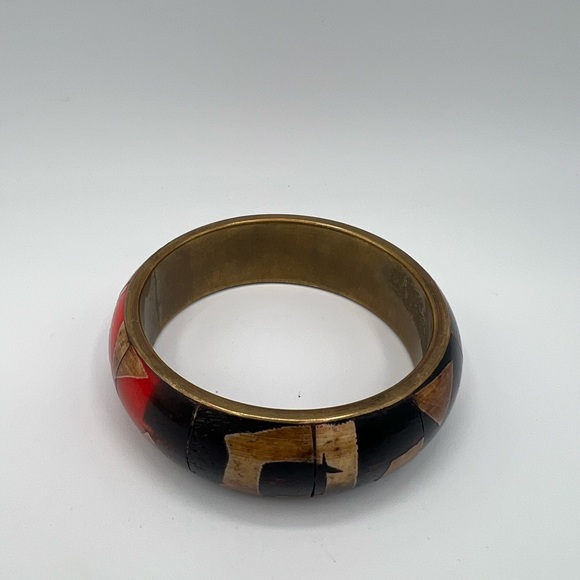 Artisan Red and Black Wooden Bracelet - Picture 9 of 10